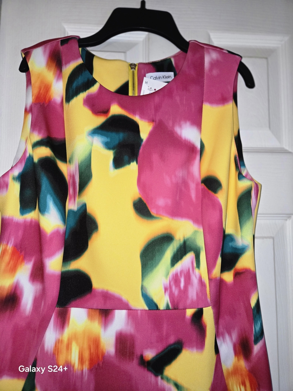 Calvin Klein Yellow & Pink Floral Sheath Dress - Picture 3 of 6